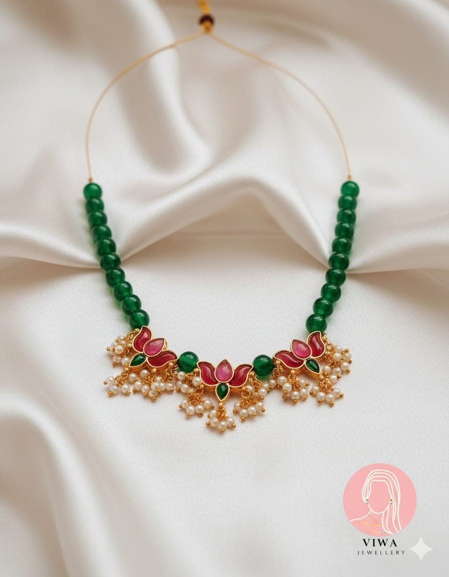 Invisible Emerald Lotus Necklace